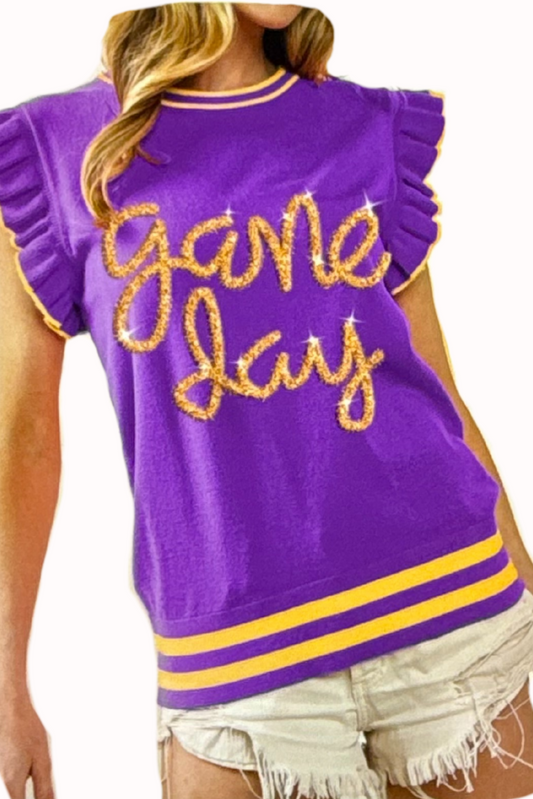 Game Day Glam Ruffle Sweater