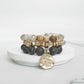 Brownstone Bead & Coin Bracelet Set