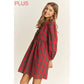 Plus Plaid Babydoll Bow Mini Dress