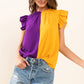 Purple & Gold Color Block Blouse