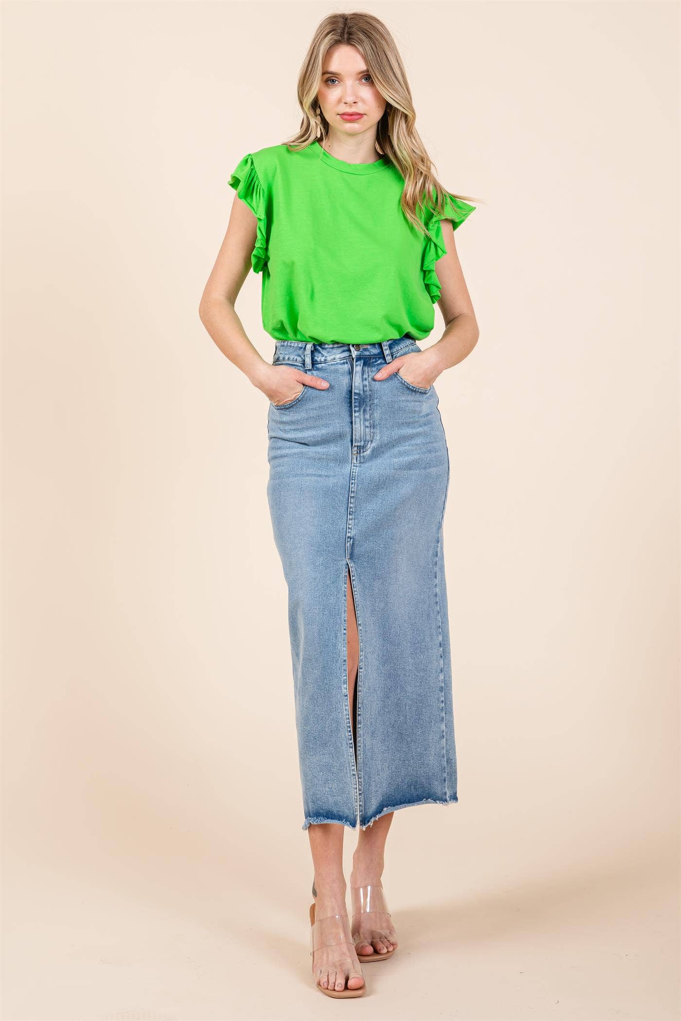 Texas Ash High-Waisted Stretch Denim Skirt