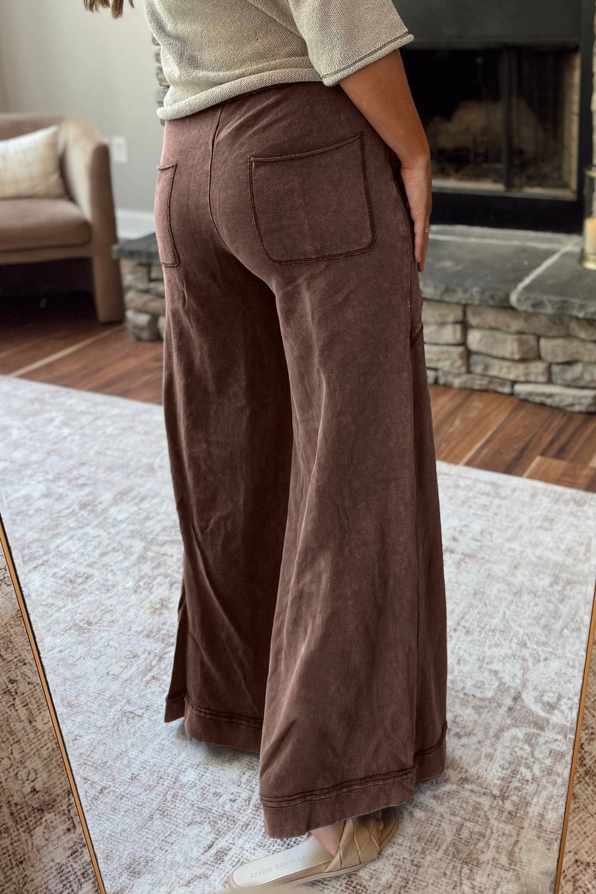 Mineral Wash Flare Leg Pants