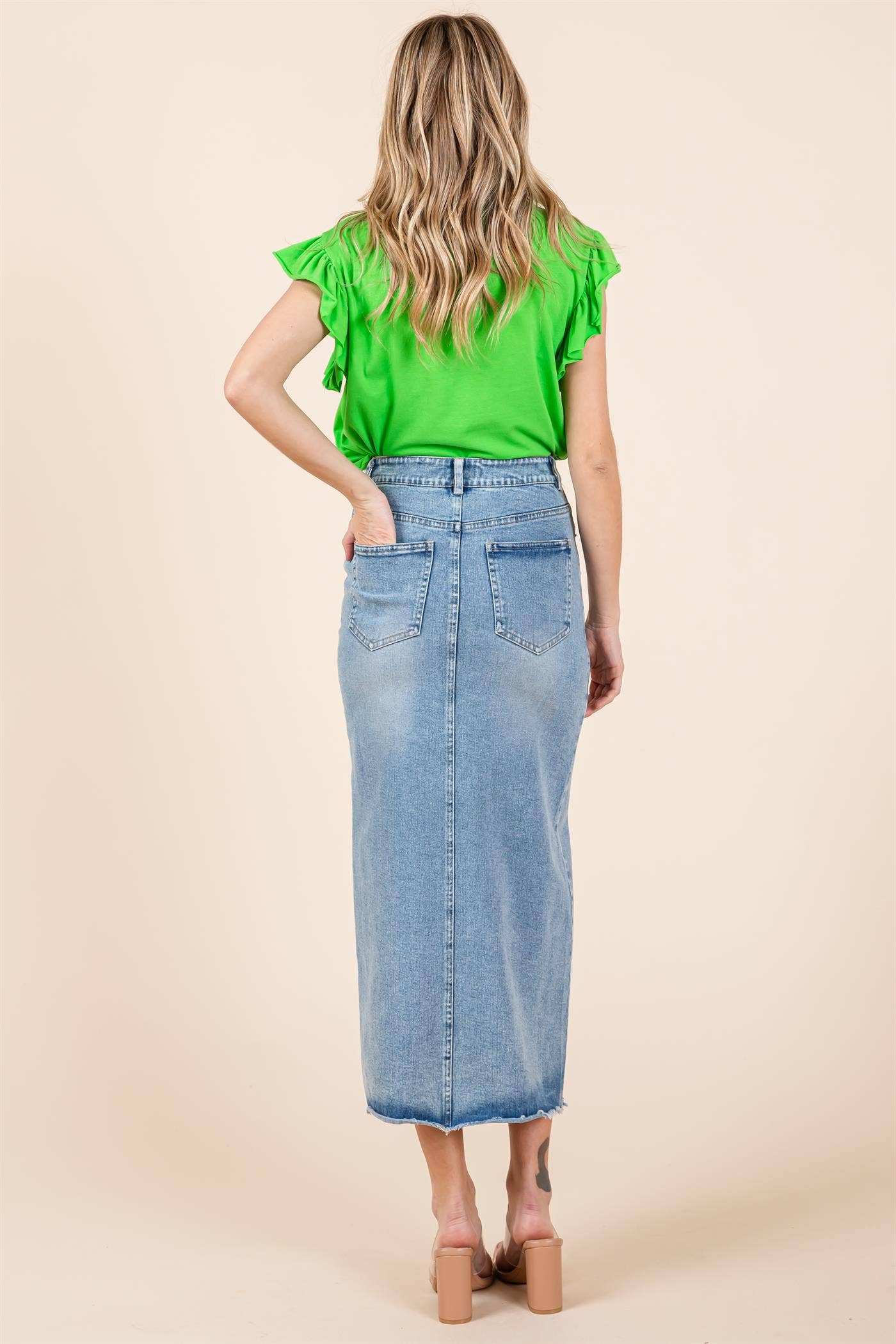 Texas Ash High-Waisted Stretch Denim Skirt