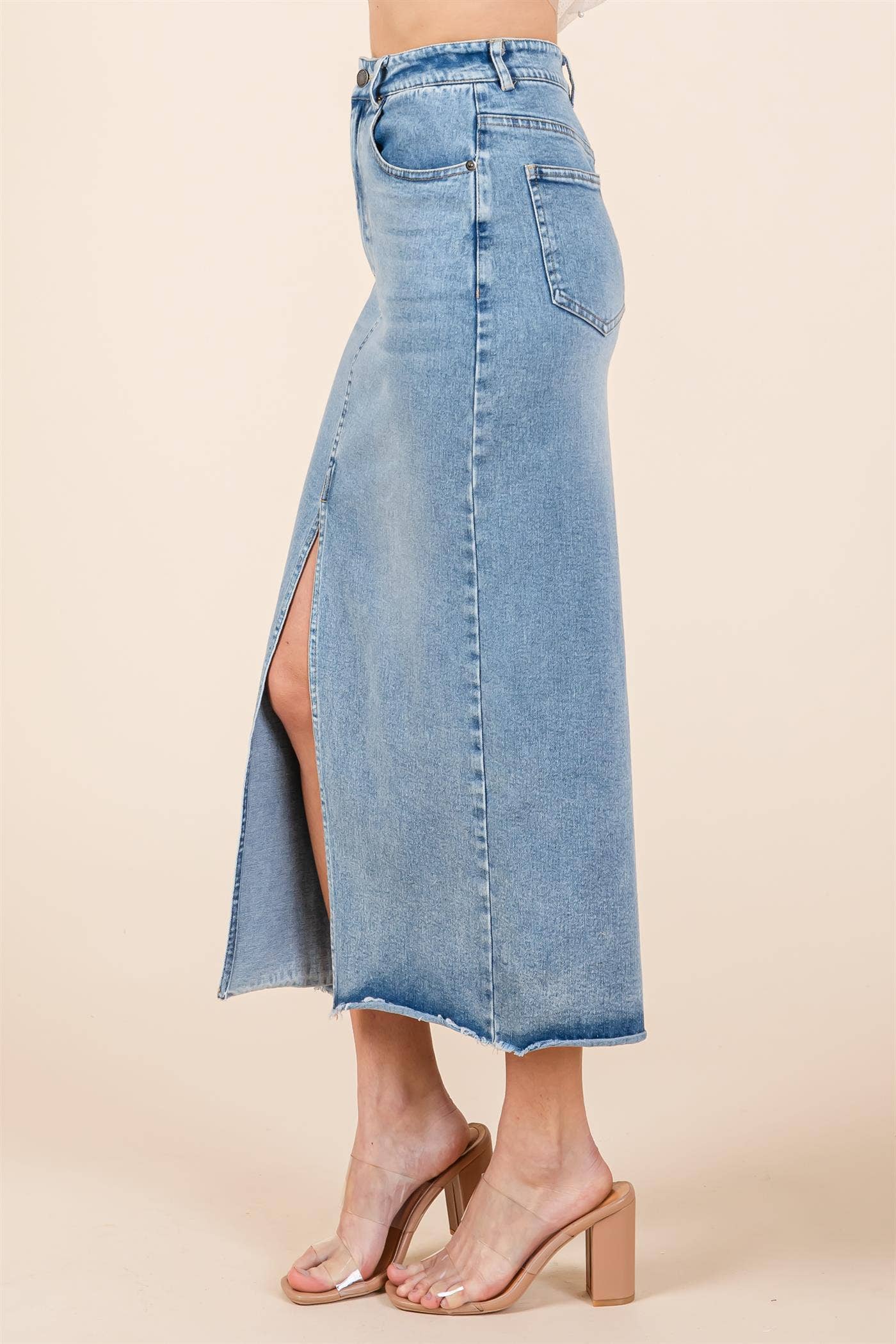 Plus Texas Ash High-Waisted Stretch Denim Skirt