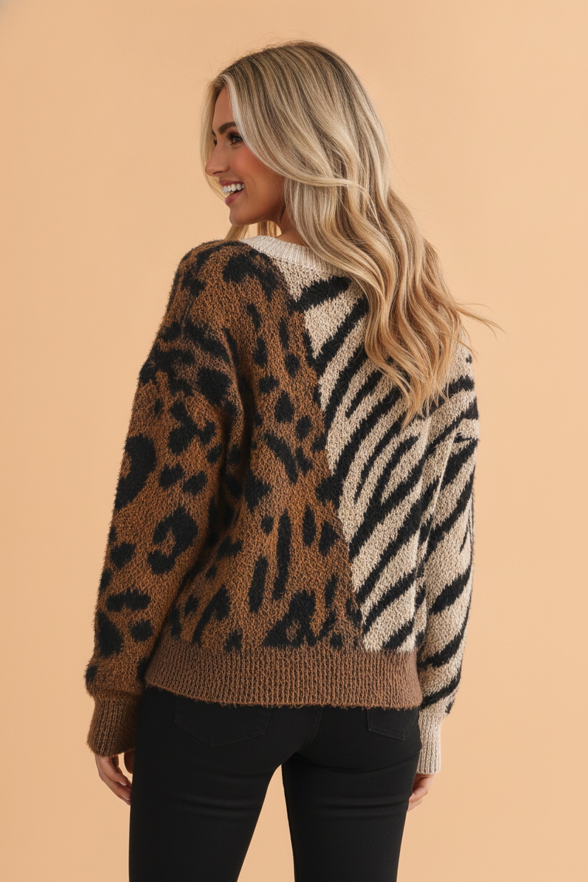 Wild Side Leopard & Zebra Sweater
