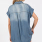 Plus Size Washed Denim Top