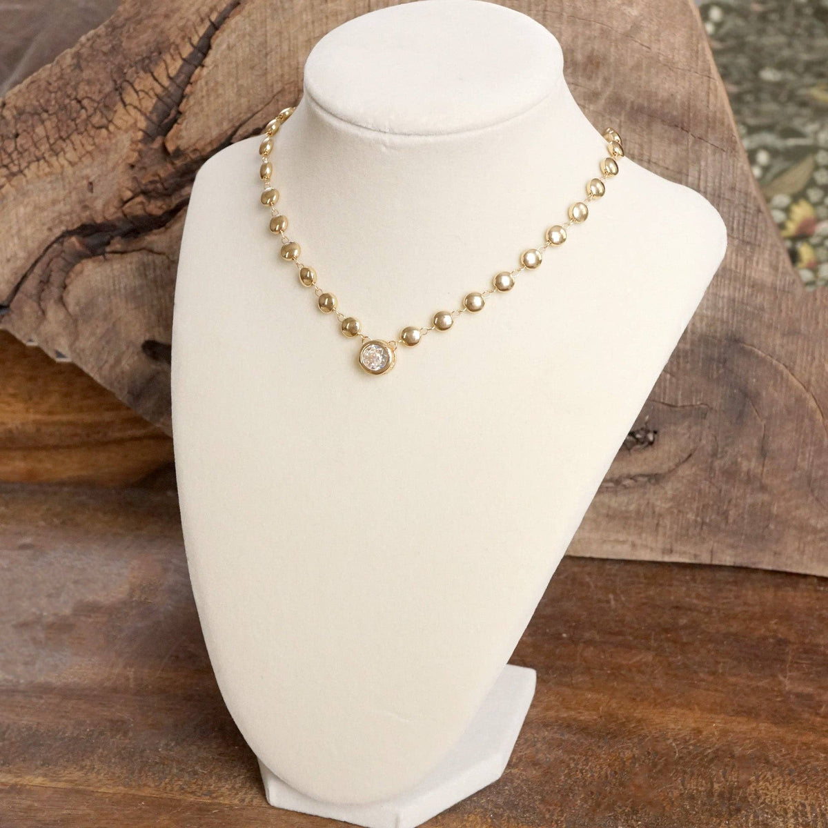 Crystal Dot Bezel Pendant Necklace