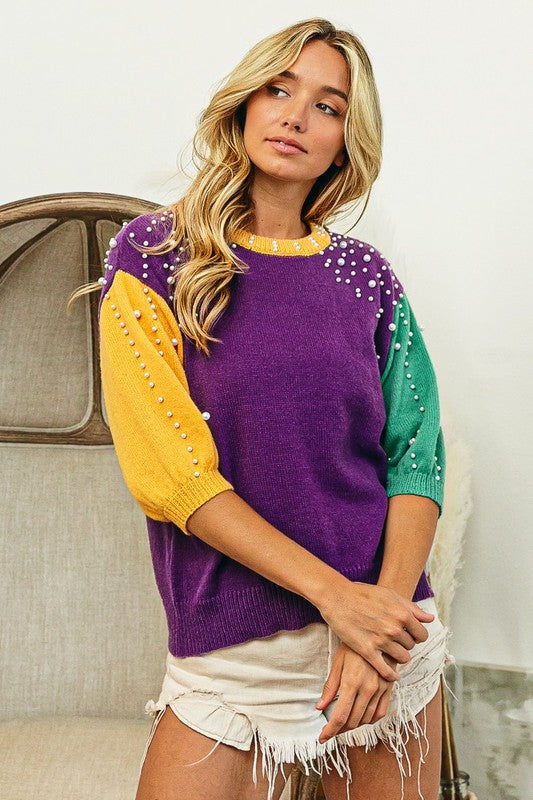 Bead and Bliss Mardi Gras Sweater