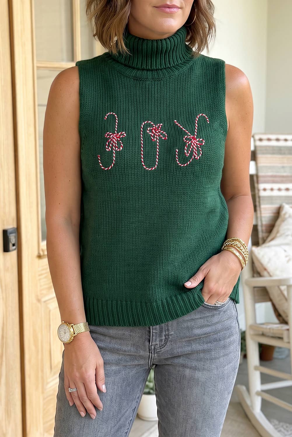 JOY Embroidered Sweater Vest