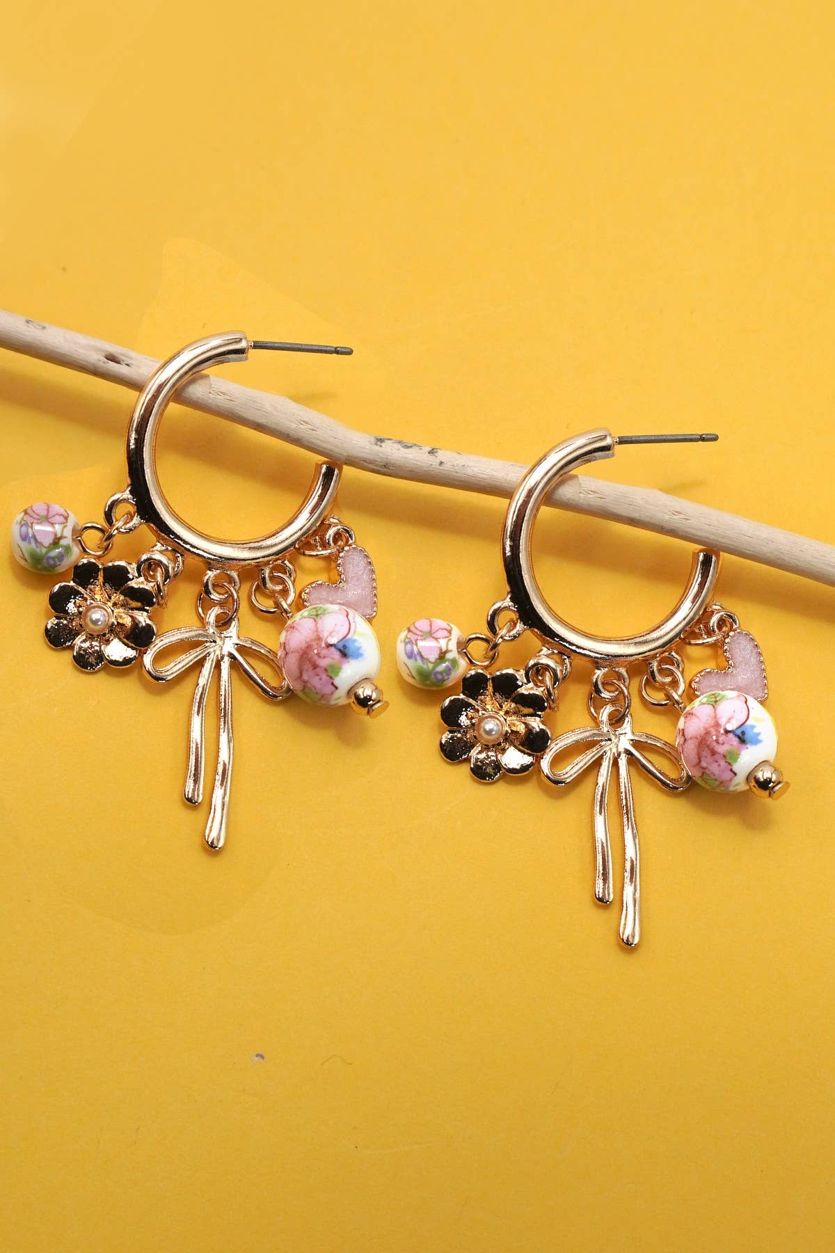 Flower Charm Drop Earrings