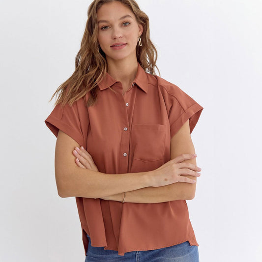 Warm Clay Casual Blouse