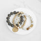 Brownstone Bead & Coin Bracelet Set