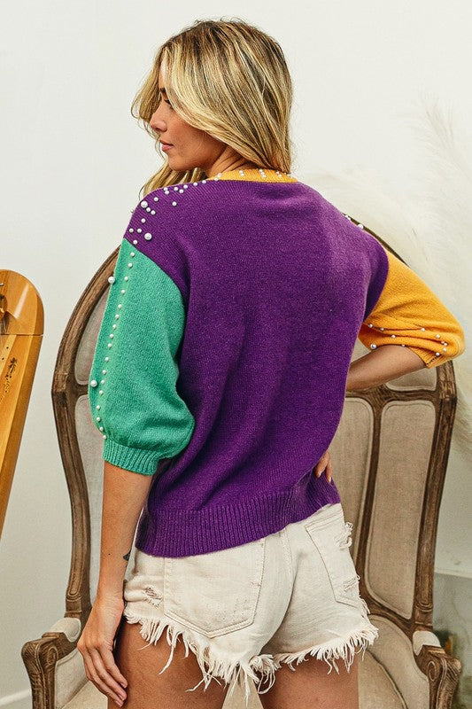 Bead and Bliss Mardi Gras Sweater