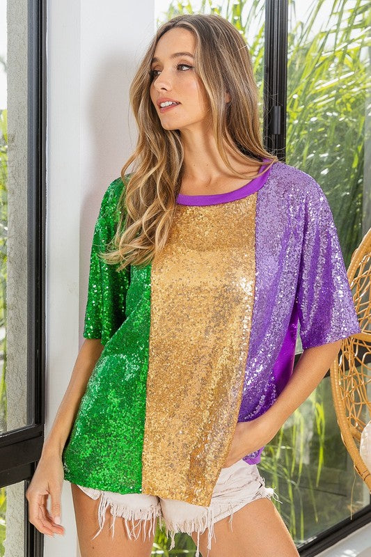 Mardi Gras Glam Sequins Top