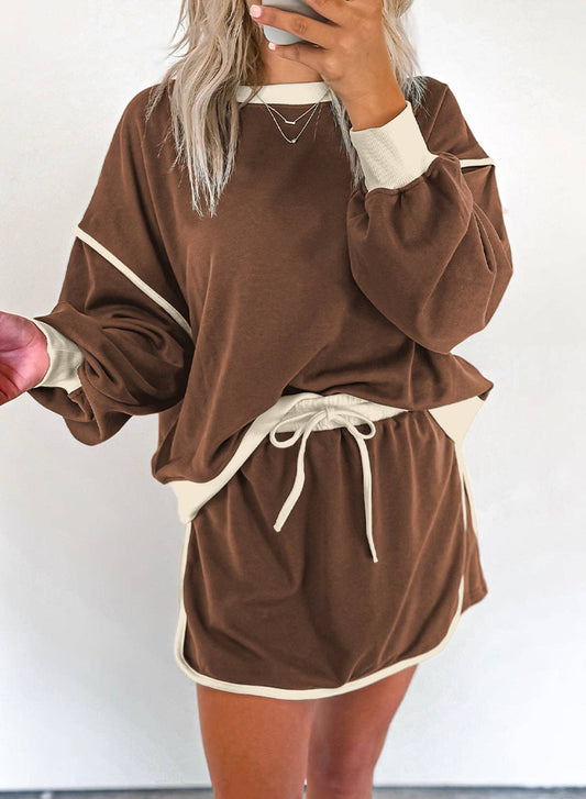 Mocha Contrast Skort Set