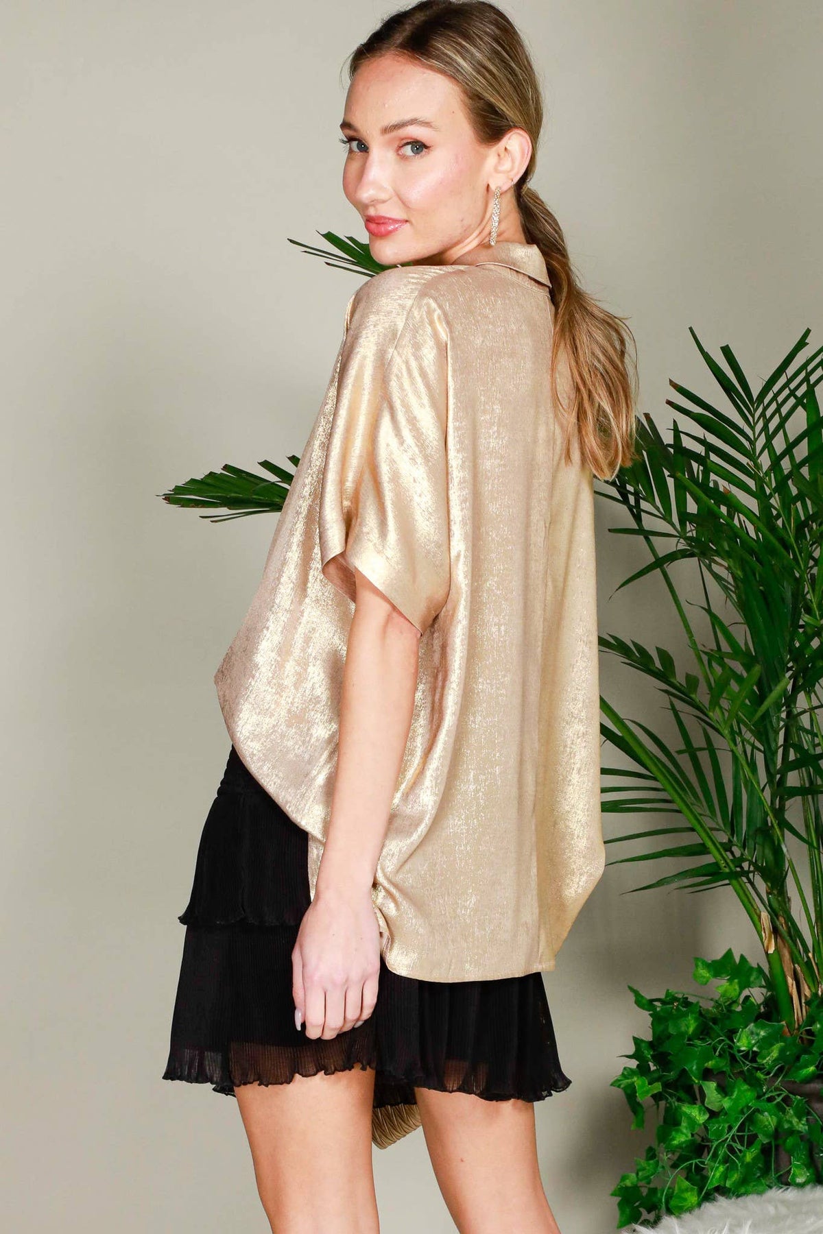 Shimmer & Shine Metallic Button-Down