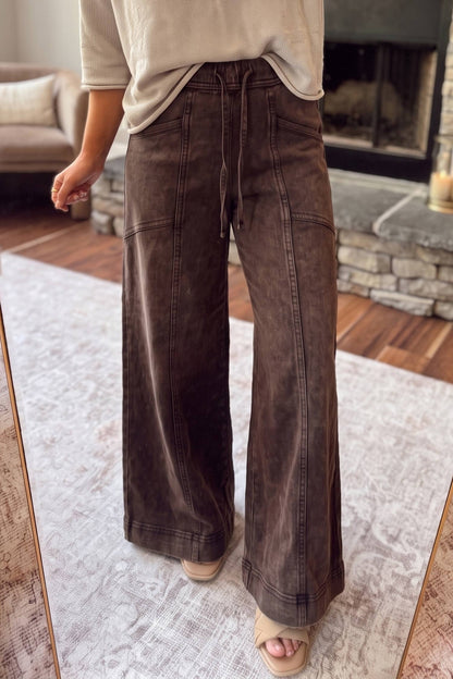 Mineral Wash Flare Leg Pants