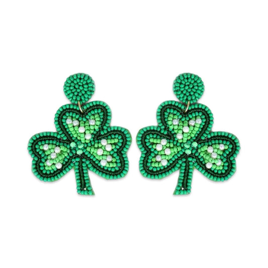 Green Shamrock Pearl Earrings