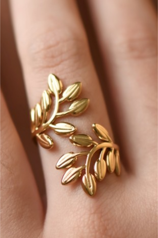 Golden Leaf Loop Ring
