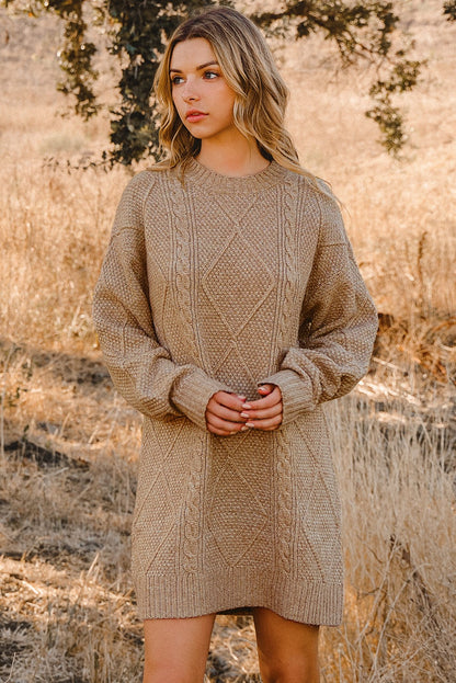 Cable Knit Loose Sweater Dress