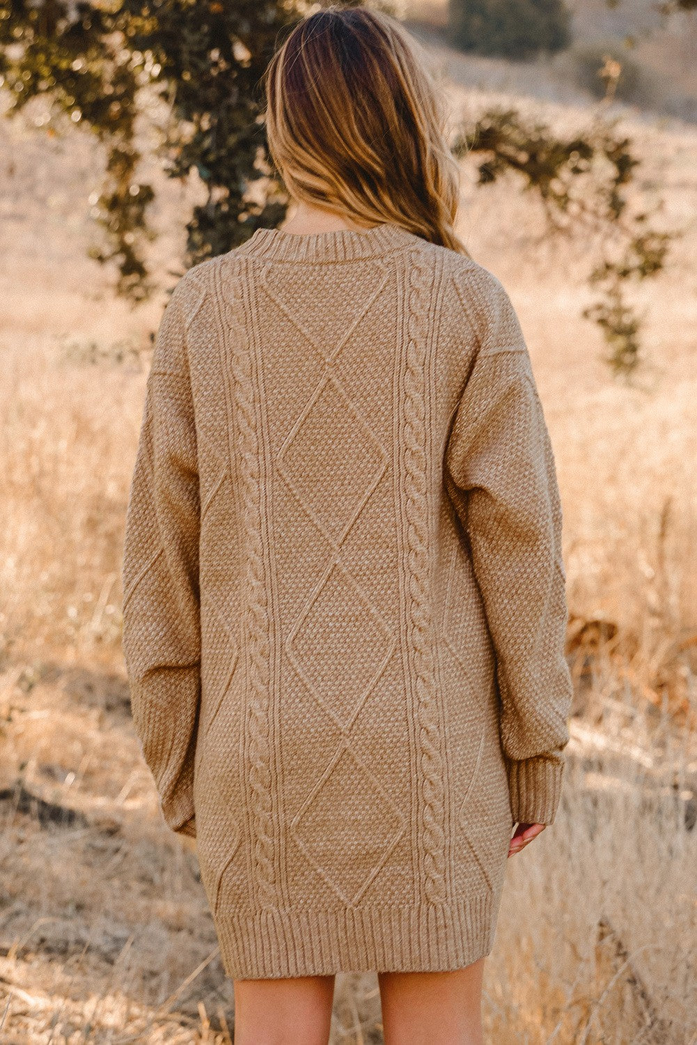 Cable Knit Loose Sweater Dress